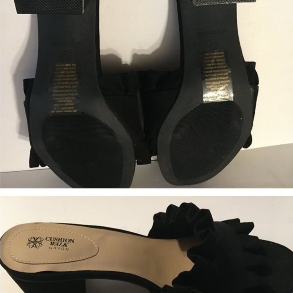 Avon Black Ruffle Sandals - Picture 8 of 11